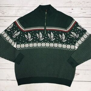 Foundry Big & Tall Green 1/4 Zip Duck Fair Isle Holiday Sweater xxl grandpa core